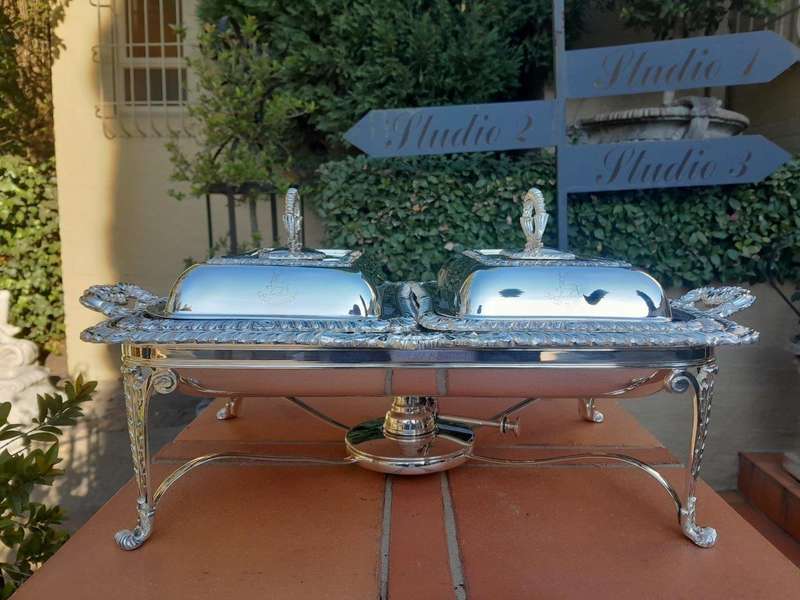 A 19th / 20th Century Victorian Twin Entrée Food Warmer On Stand