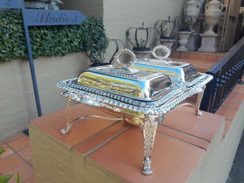 A 19th / 20th Century Victorian Twin Entrée Food Warmer On Stand