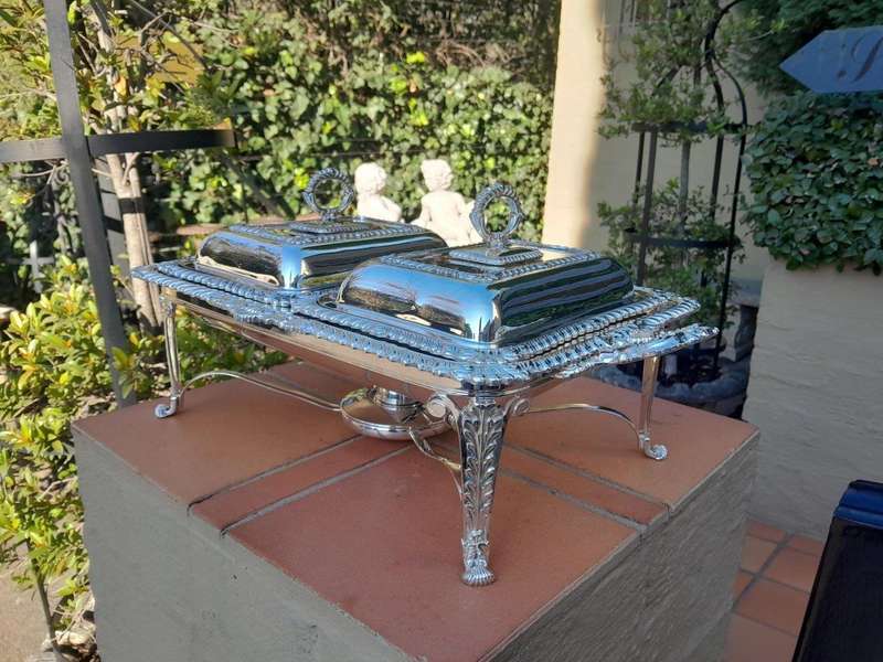 A 19th / 20th Century Victorian Twin Entrée Food Warmer On Stand