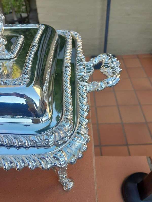 A 19th / 20th Century Victorian Twin Entrée Food Warmer On Stand