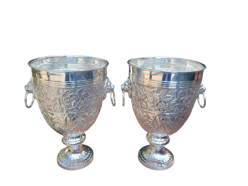 A 19th Century Pair Of Silver Plate Anglo Indian Wine Coolers