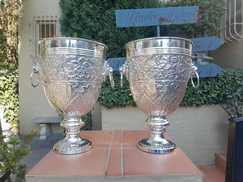 A 19th Century Pair Of Silver Plate Anglo Indian Wine Coolers