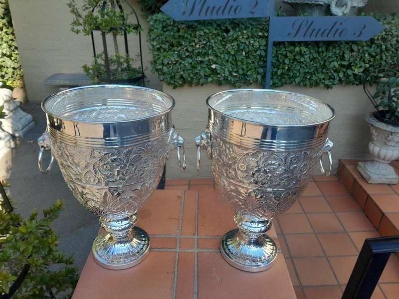 A 19th Century Pair Of Silver Plate Anglo Indian Wine Coolers