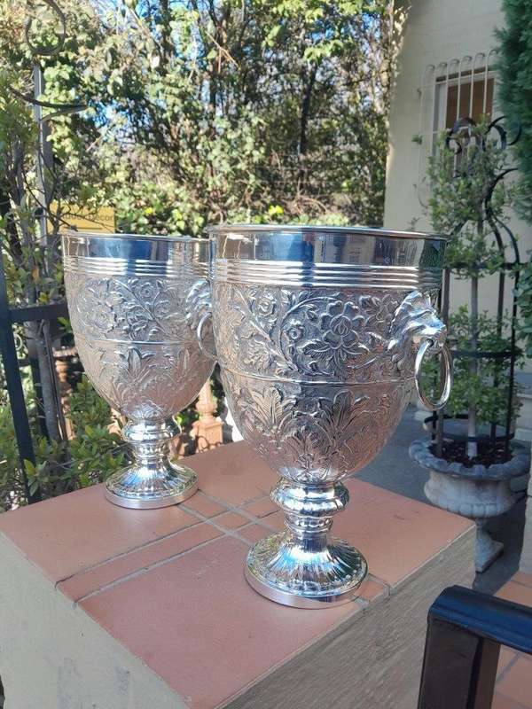 A 19th Century Pair Of Silver Plate Anglo Indian Wine Coolers
