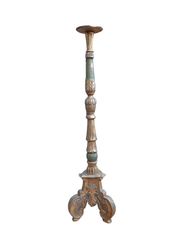 An Early 20th Century Circa 1920 Carved Giltwood Torchiere / Candle Holder For Floor Or Table Décor