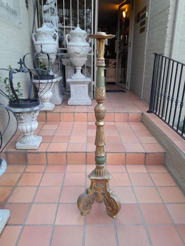 An Early 20th Century Circa 1920 Carved Giltwood Torchiere / Candle Holder For Floor Or Table Décor