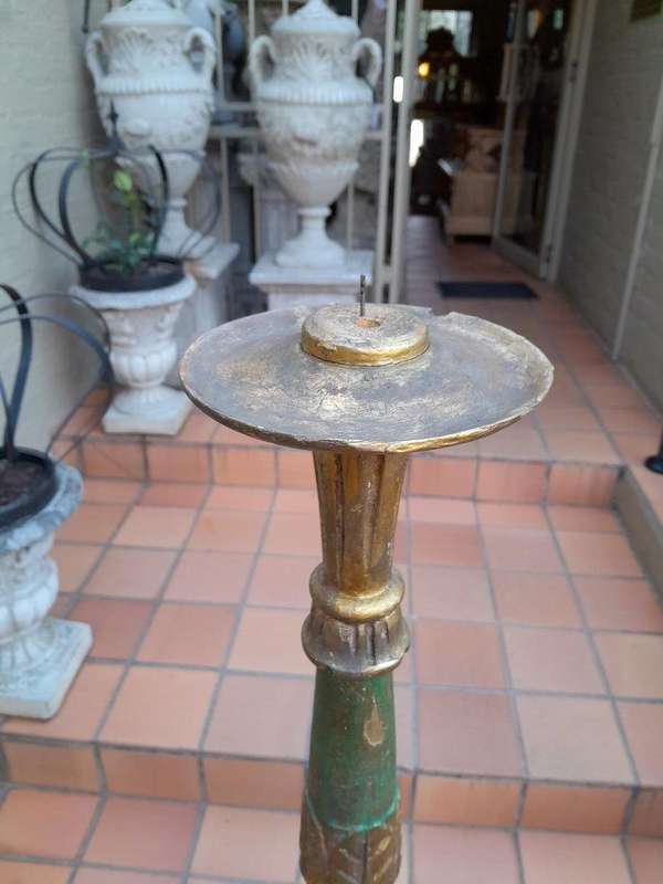 An Early 20th Century Circa 1920 Carved Giltwood Torchiere / Candle Holder For Floor Or Table Décor