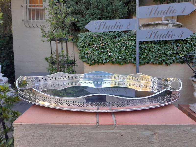 A 20th Century Silver-Plate Gallery Tray On Feet