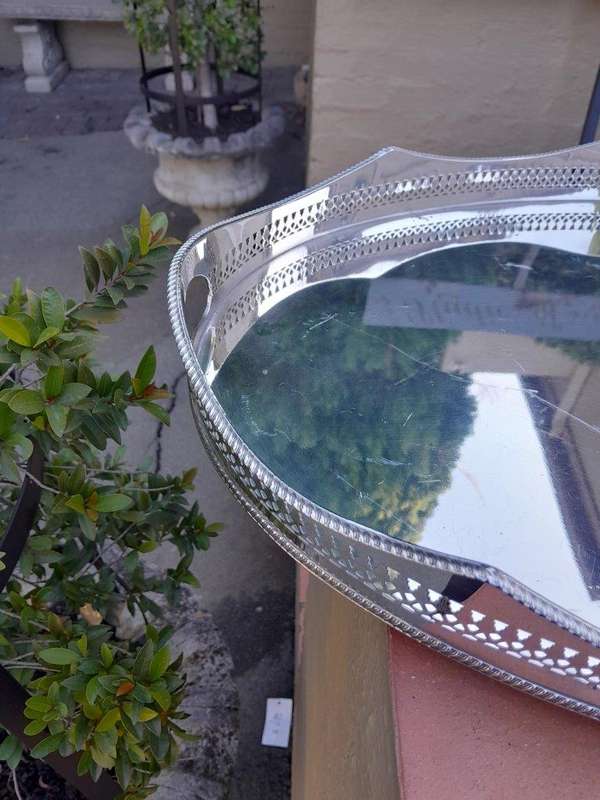 A 20th Century Silver-Plate Gallery Tray On Feet