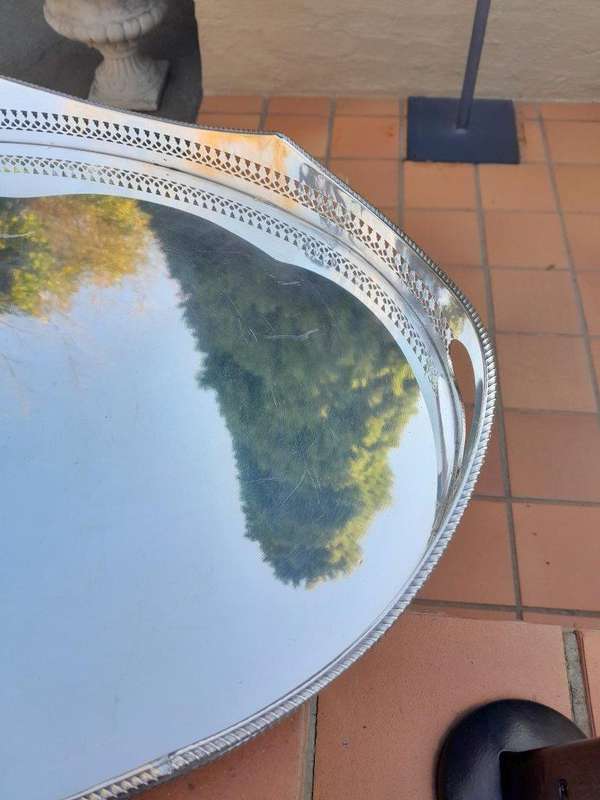 A 20th Century Silver-Plate Gallery Tray On Feet