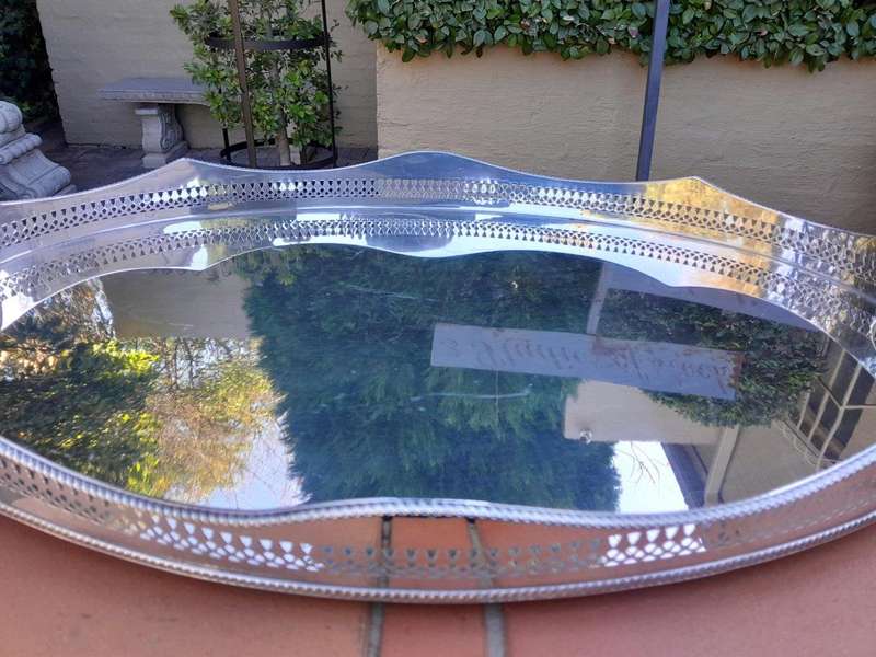 A 20th Century Silver-Plate Gallery Tray On Feet