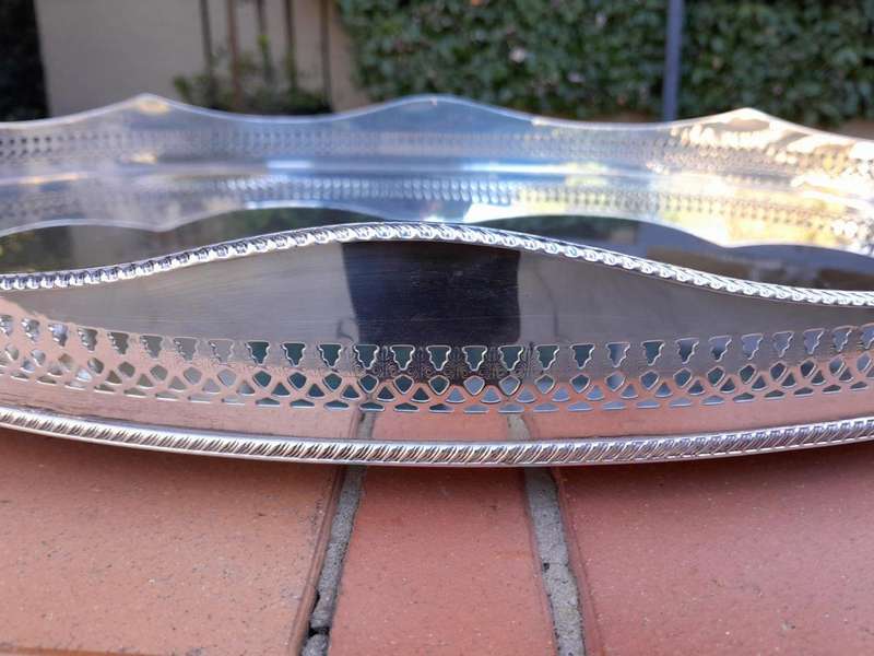 A 20th Century Silver-Plate Gallery Tray On Feet