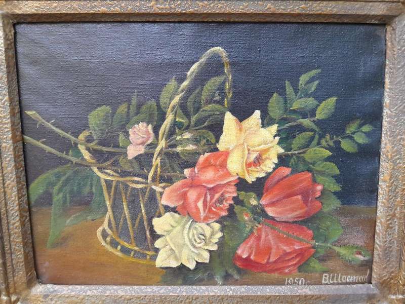 A Mid 20th Century Floral Oil Painting In Ornately Gilded Frame. Purchased In France