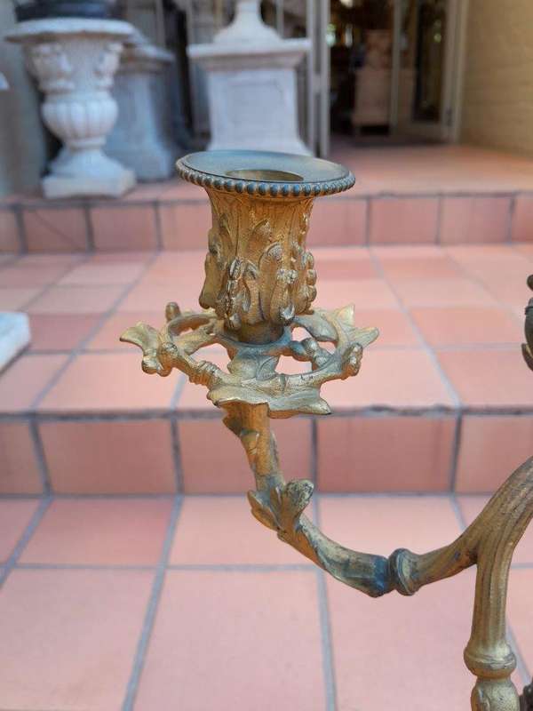 A 19TH Century Large Size Pair of French Louis VI Gilt Bronze Putti Candelabras