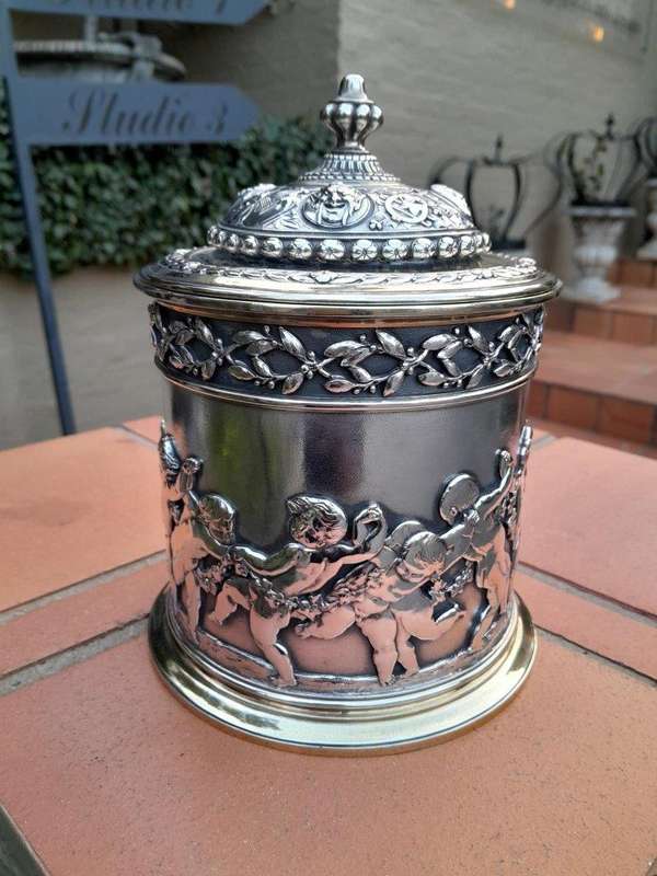 A 19th Century Circa 1880 Victorian Silver- Plate Biscuit Barrel By Elkington