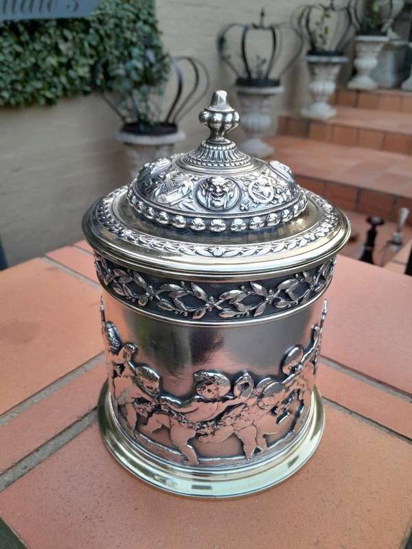 A 19th Century Circa 1880 Victorian Silver- Plate Biscuit Barrel By Elkington