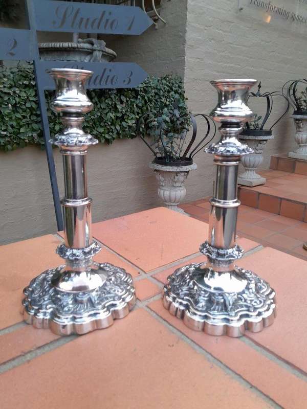 An Early 19th Century Pair Of Old Sheffield Plate Telescopic Candlesticks