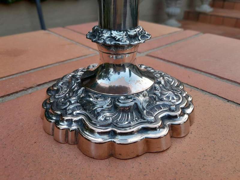 An Early 19th Century Pair Of Old Sheffield Plate Telescopic Candlesticks