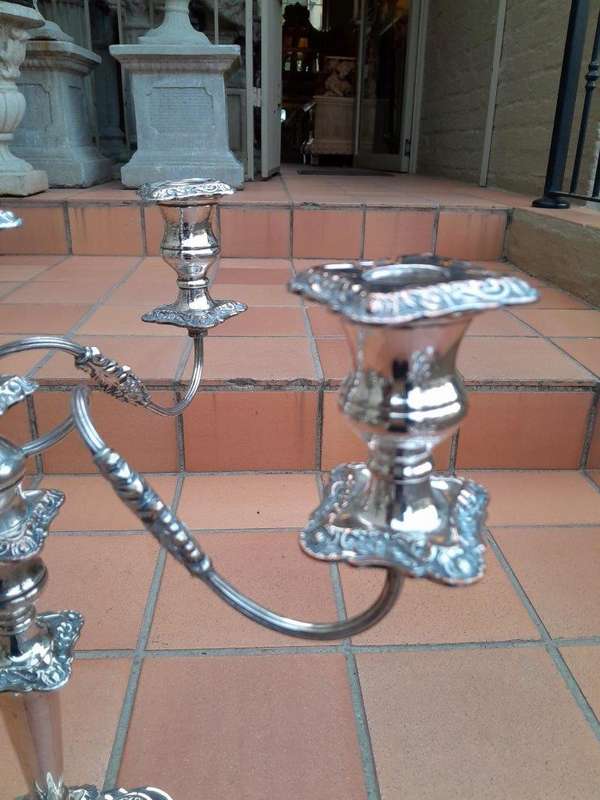 A 20th Century Large and Ornate Pair of Silver-plated Candelabras
