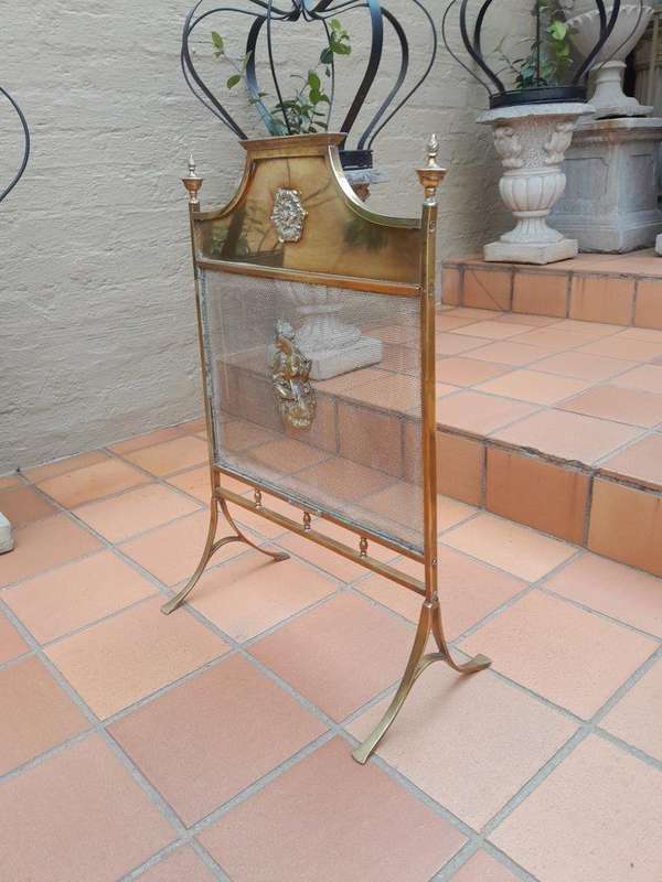 A 20TH Century Brass Fire Screen