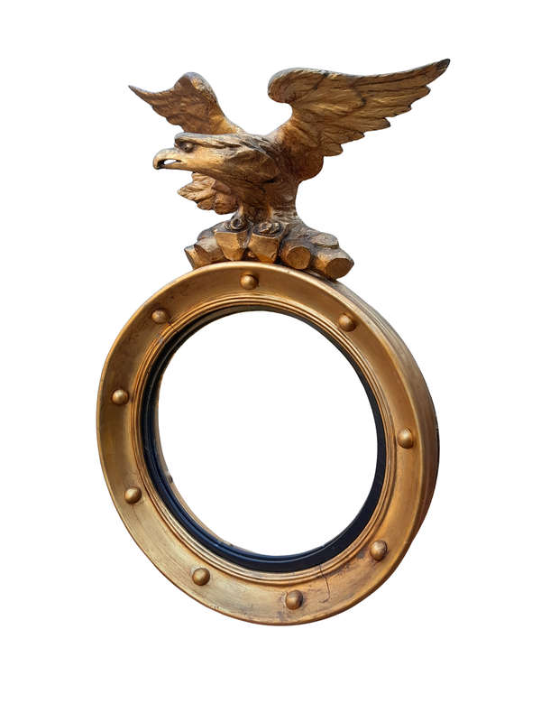 A 20TH Century Regency Style Eagle Gilt Painted Convex Mirror