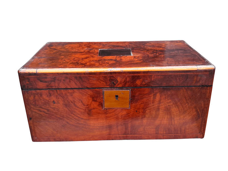 A 19th Century Victorian Campaign Military Rosewood Writing Slope with Brass Handle