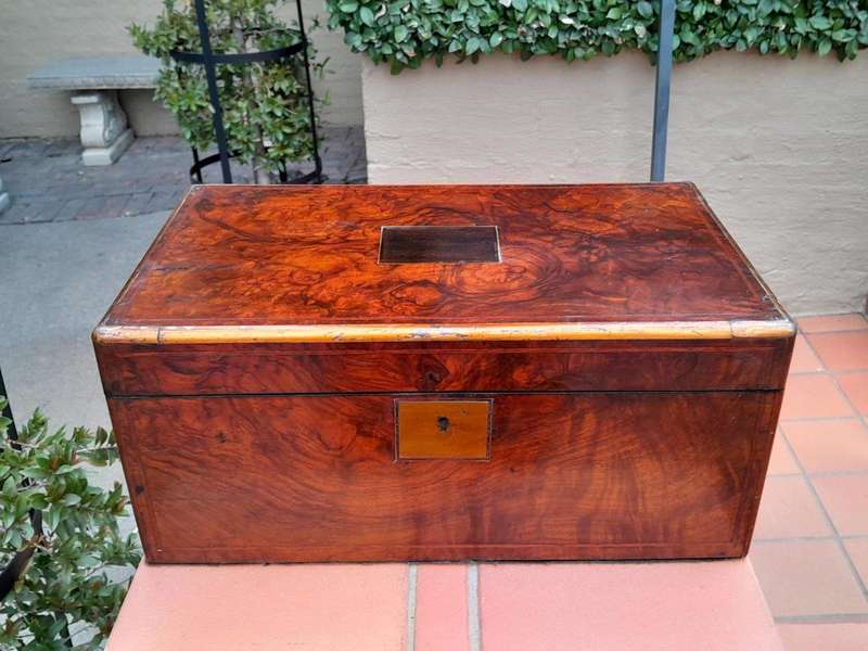 A 19th Century Victorian Campaign Military Rosewood Writing Slope with Brass Handle