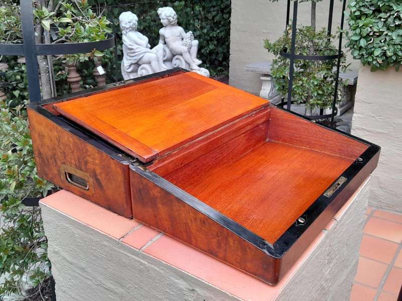 A 19th Century Victorian Campaign Military Rosewood Writing Slope with Brass Handle