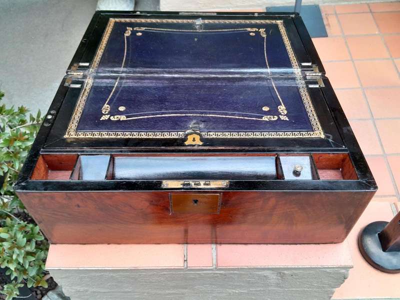 A 19th Century Victorian Campaign Military Rosewood Writing Slope with Brass Handle