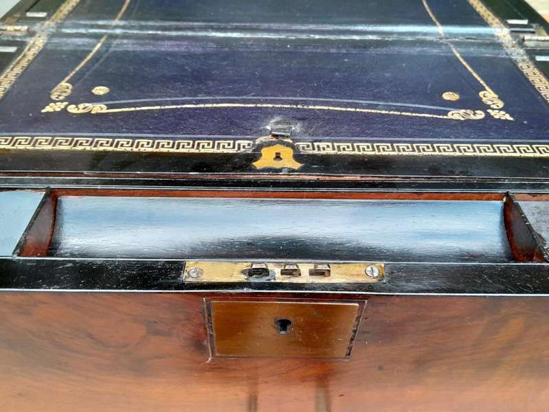 A 19th Century Victorian Campaign Military Rosewood Writing Slope with Brass Handle