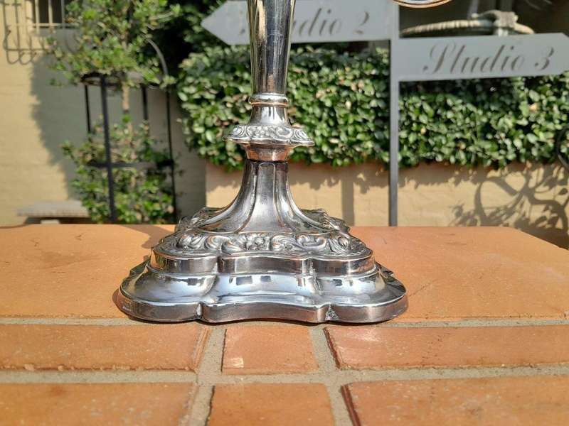 An Antique Victorian Pair of Heavy Sheffield Plate Candelabras