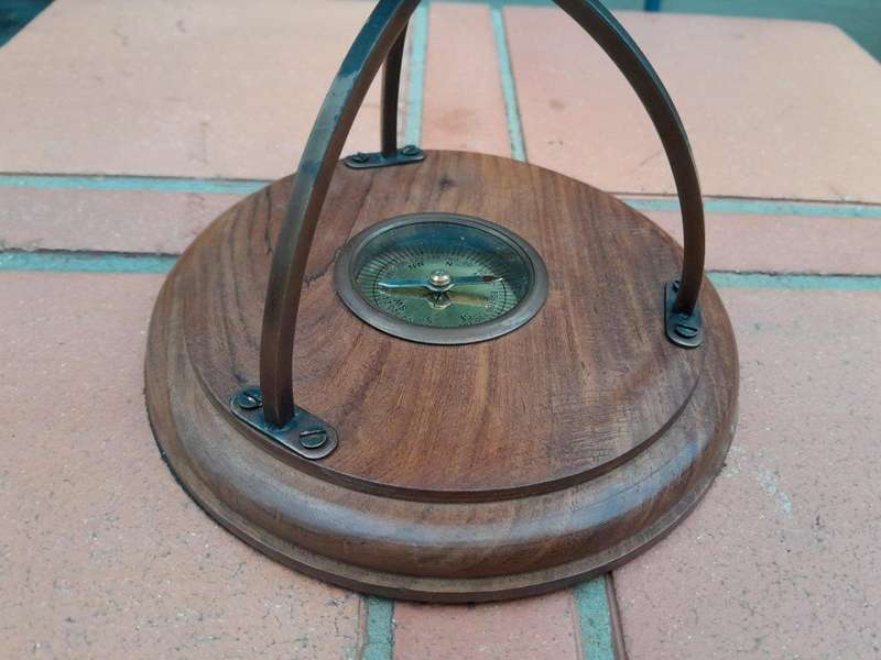 A 20th Century Library Rotating Globe with Brass Mounts and on Wooden Base with Compass