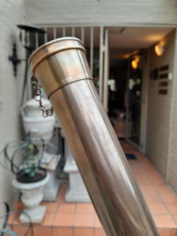 A 20TH Century Solid Brass Telescope on Adjustable Teak Wood Tripod Stand With Brass Fittings and...