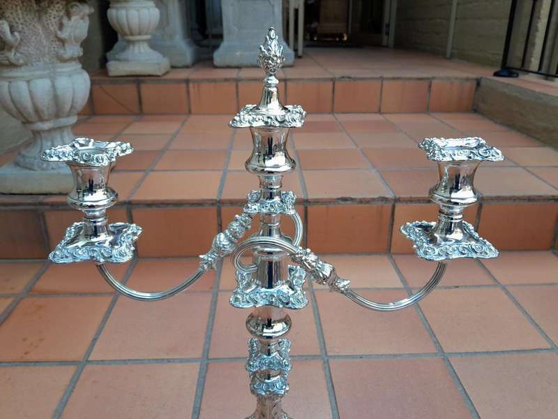 A 20TH Century Pair Of Silver-Plate Candelabras Of Large Proportions