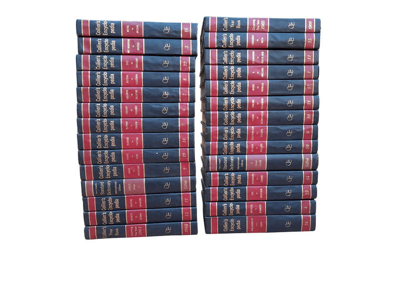 A 20th Century Full Set Of 24 Volumes Of Colliers Encyclopedia Printed In USA With Gilt Letteri...