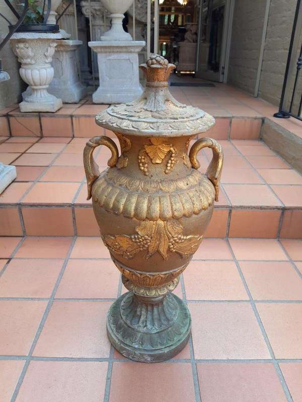 A 20th Century Large Pair Of Stone Urns On Bases
