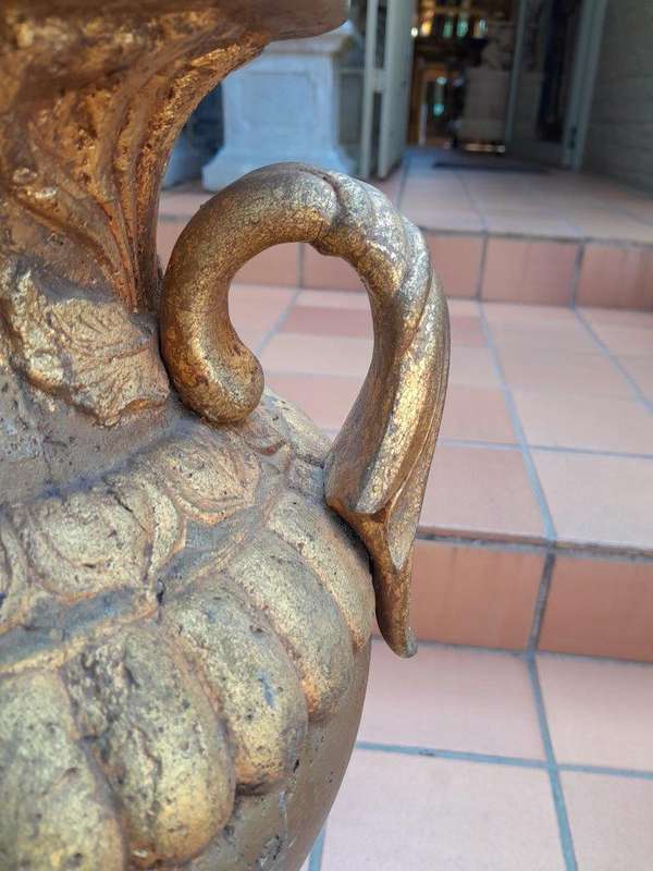A 20th Century Large Pair Of Stone Urns On Bases