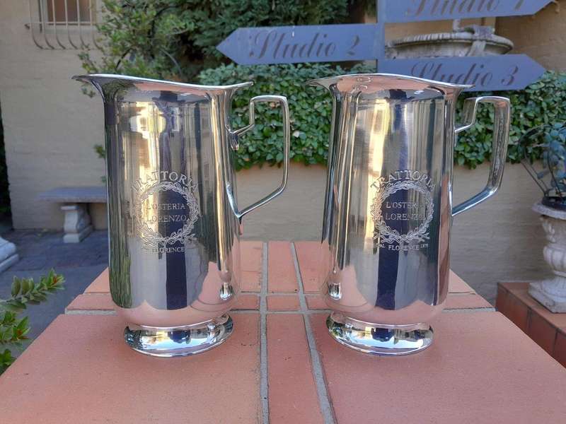A 20th Century / Circa 1938 Pair Of Water Jugs Made In Florence / Italy