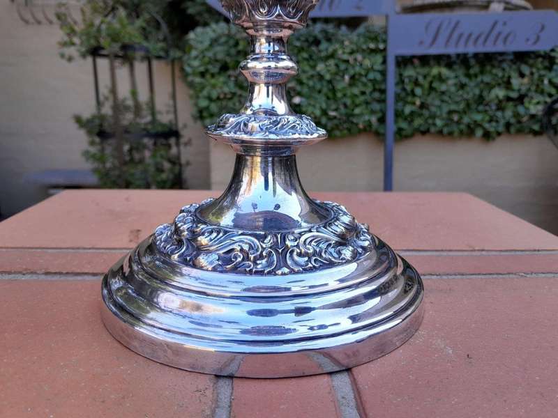 An Antique  / Circa 1900 Large Electroplate Candelabra With Sconces And Nozzles