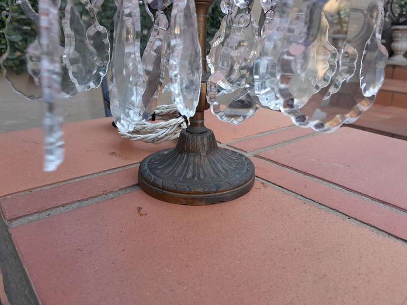 An Early 20th Century French Gilt And Crystal Candelabra Electrified