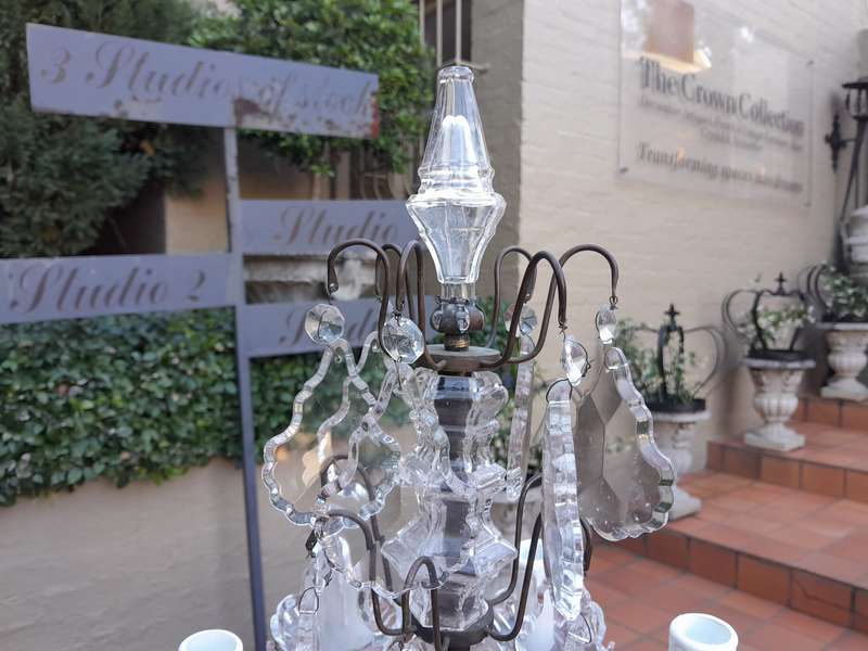 An Early 20th Century French Gilt And Crystal Candelabra Electrified
