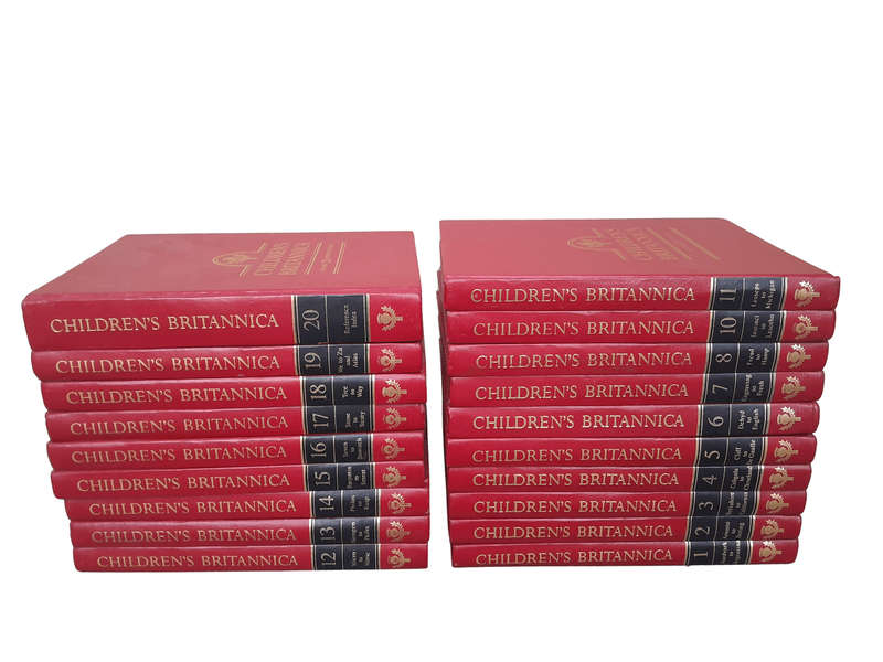 A 20th Century Set of Nineteen (19) Volumes of Childrens Britannica Encyclopaedia Books