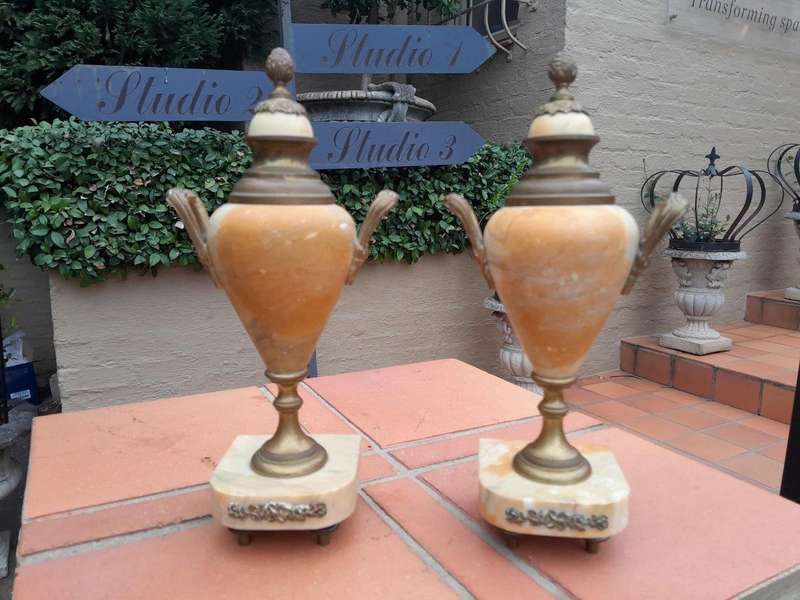 A 19th Century French Pair of Marble and Gilt Urns ND