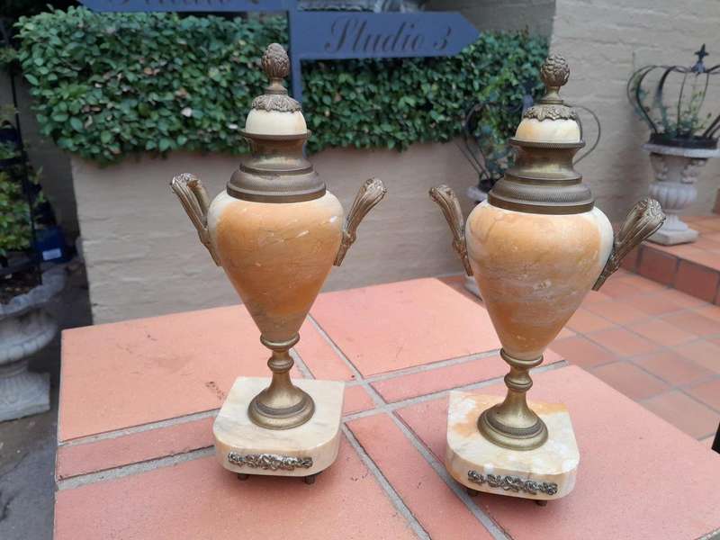 A 19th Century French Pair of Marble and Gilt Urns ND