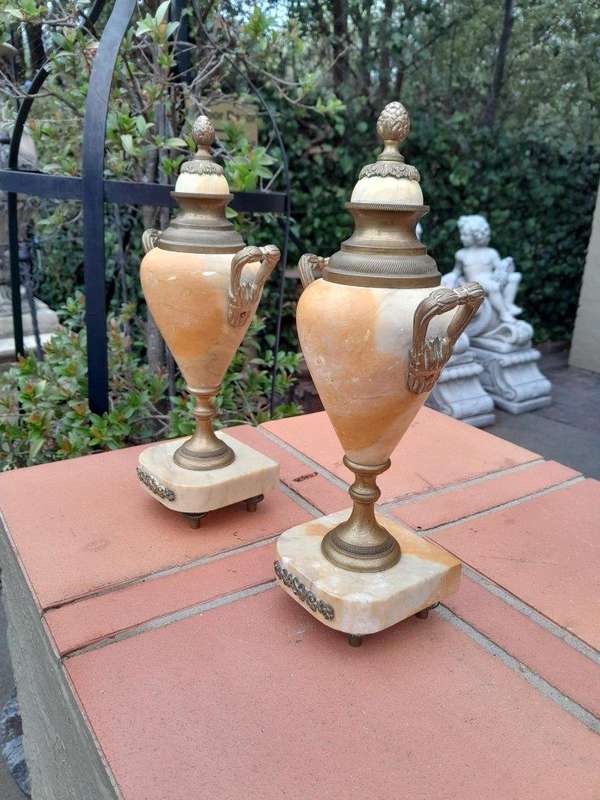 A 19th Century French Pair of Marble and Gilt Urns ND