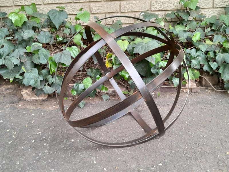 A Decorative Wrought Iron Ball in an Antique Brown  Finish 70cmD Double Extra Large
