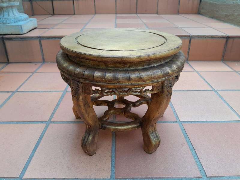 A 20th Century Chinese Ornately Carved Wooden Base / Stand Hand Gilded with Gold Leaf