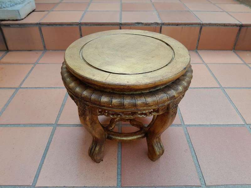 A 20th Century Chinese Ornately Carved Wooden Base / Stand Hand Gilded with Gold Leaf