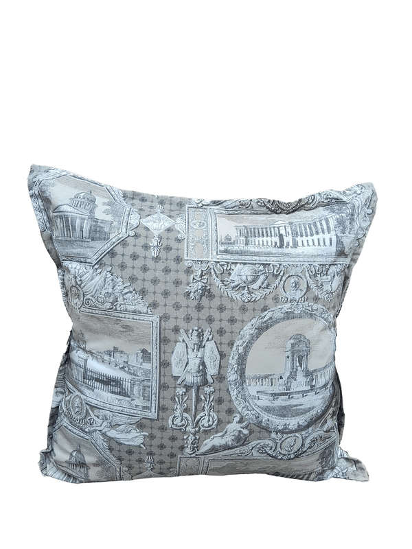 Scatter Cushion With Imported Architectural Design Grey / Cream Fabric and 1x Long Shape Scatter ...