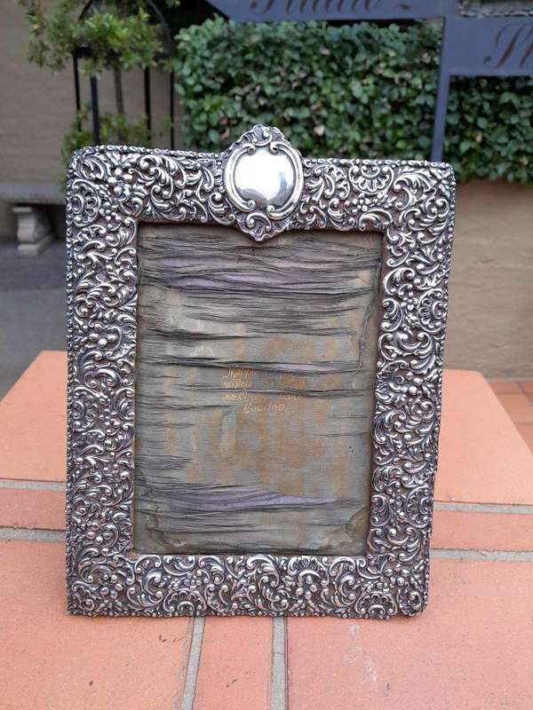 An Antique/Circa 1900  Victorian English Silver Picture Frame